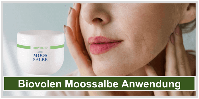 Frau fasst sich ins Gesicht Biovolen Moossalbe Anwendung Dosierung