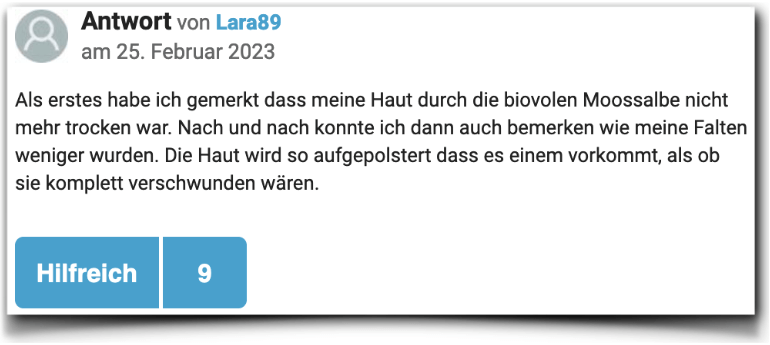 Ein Erfahrungsbericht aus einem Forum Biovolen Moossalbe Bewertung Erfahrungen gutefrage