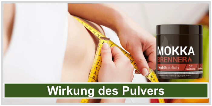 Person misst Bauchumfang Wirkung des Mokka Brenner Pulvers