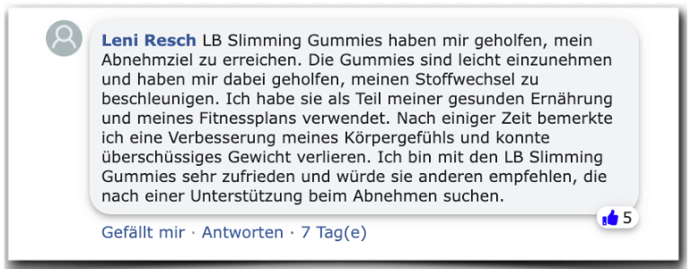 Ein weiterer positiver Erfahrungsbericht aus Facebook LB Slimming Gummies Erfahrungen Erfahrung Erfahrungsbericht