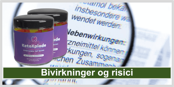 Indlægsseddel med etiketten Bivirkninger KetoXplode Gummies Bivirkninger og risici