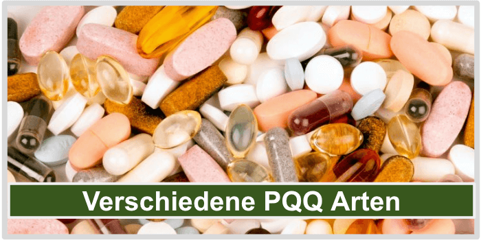 Viele verschiedene Tabletten und Kapseln Verschiedene PQQ Arten Bild
