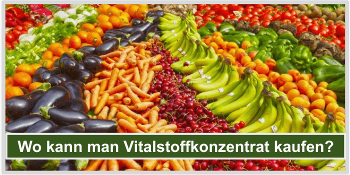 Viele verschiedene Gemüse und Obstsorten Vitalstoffkonzentrat Wo kaufen Bild