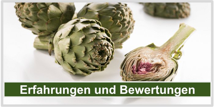 Einige ganze und eine aufgeschnittene Artischocke Artischocken Kapseln Erfahrungen Bewertungen Bild