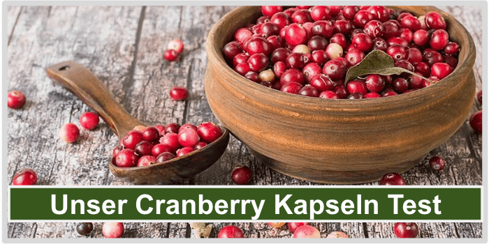 Leckere Cranberries in einer Schale Cranberry Kapseln Test Bild