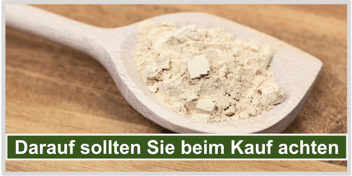 Ein Kochlöffel voll Macapulver Maca Pulver Kauf Bild