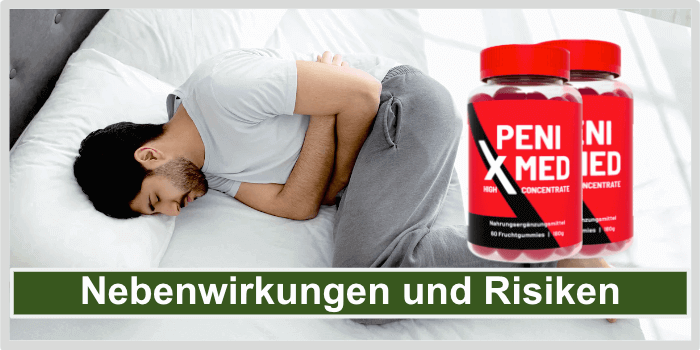 Mann liegt mit Schmerzen im Bett Penixmed Nebenwirkungen Risiken Unvertraeglichkeiten