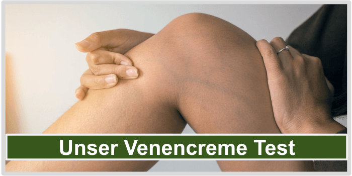 Eine Frau mit Krampfadern Venencreme Test Bild