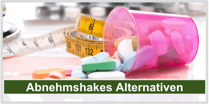 Ein Maßband und Präparate zum Abnehmen Abnehmshake Alternativen Bild