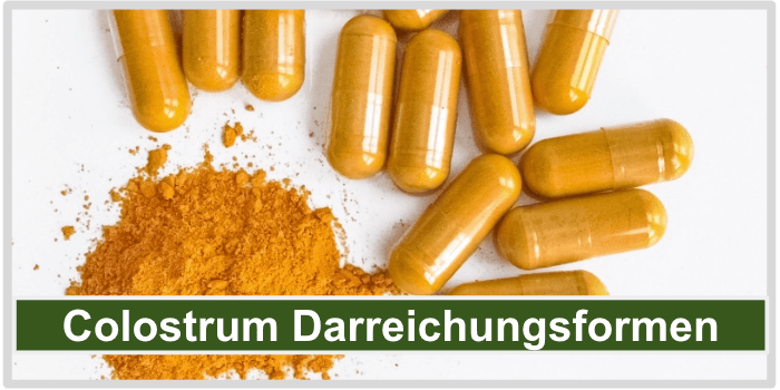 Colostrumkapseln und Pulver Colostrum Formen Bild