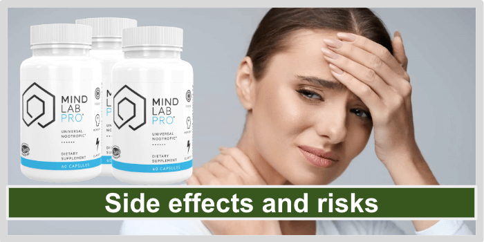 A woman has a headache Mind Lab Pro side effect risks